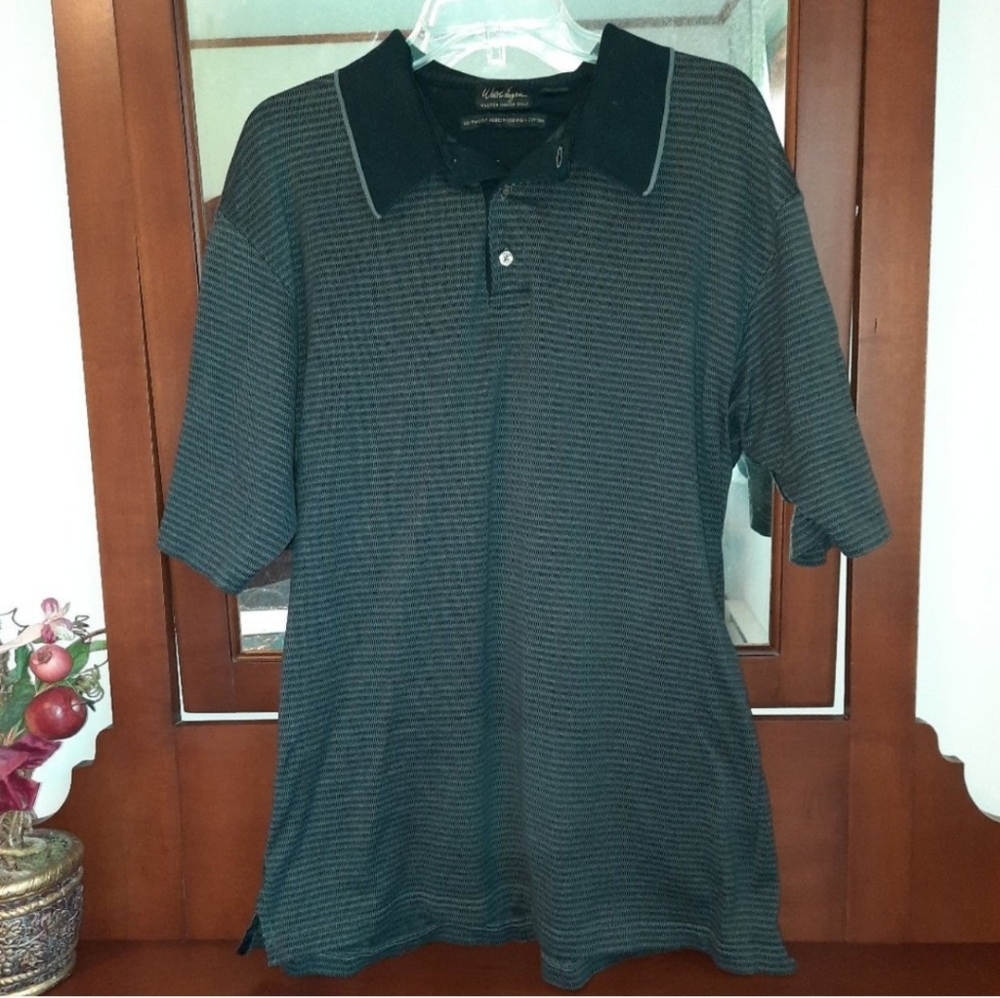 Walter Hagen Men's Black Striped Polo Shirt XL